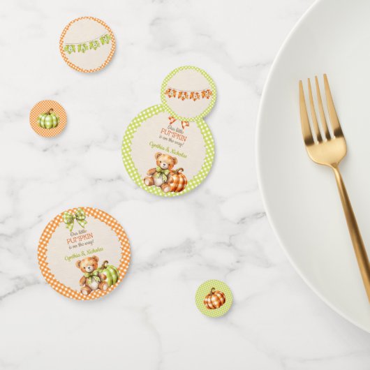 Herfst Plaid Teddy Bear Pompoenbladeren Confetti (Groep)