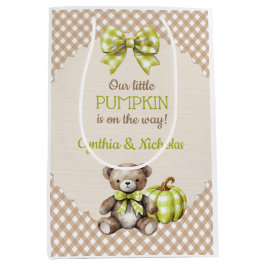 Herfst Plaid Teddy Bear Pompoenbladeren Medium Cadeauzakje