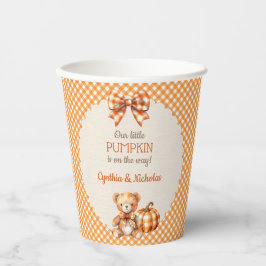 Herfst Plaid Teddy Bear Pompoenbladeren Papieren Bekers