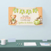 Herfst Plaid Teddy Bear Pompoenbladeren Spandoek (Beurs)
