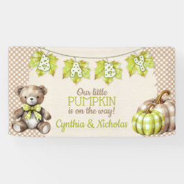 Herfst Plaid Teddy Bear Pompoenbladeren Spandoek