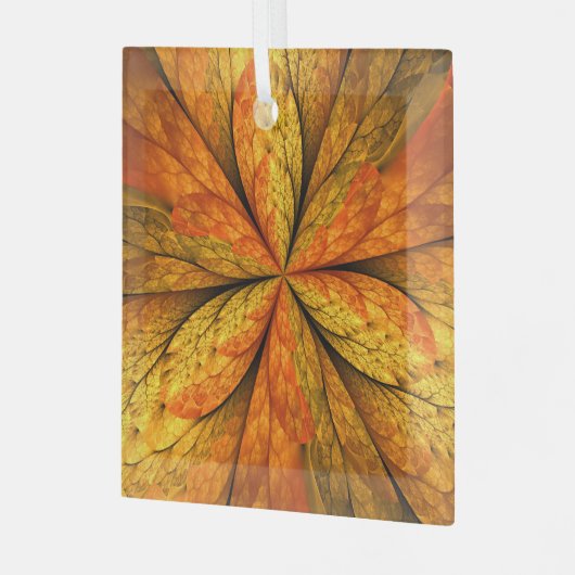 Herfst Plant, modern Abstract fractal kunstblad Glas Ornament (Voorkant links)