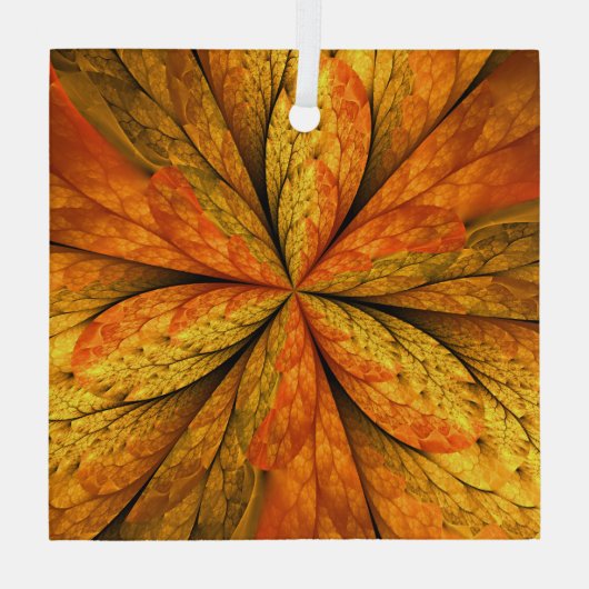 Herfst Plant, modern Abstract fractal kunstblad Glas Ornament (Achterkant)
