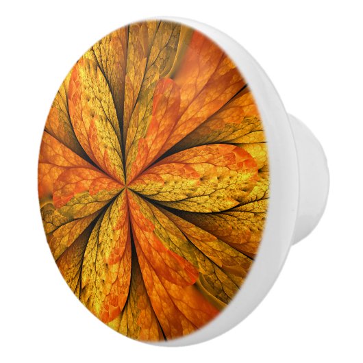 Herfst Plant, modern Abstract fractal kunstblad Keramische Knop (Rechts)