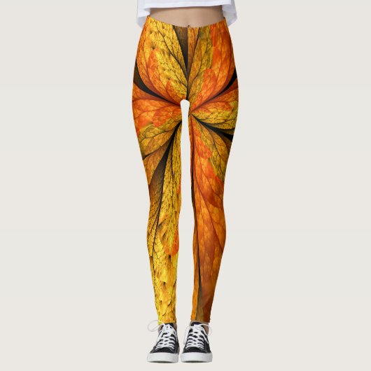 Herfst Plant, modern Abstract fractal kunstblad Leggings (Voorkant)