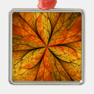 Herfst Plant, modern Abstract fractal kunstblad Metalen Ornament