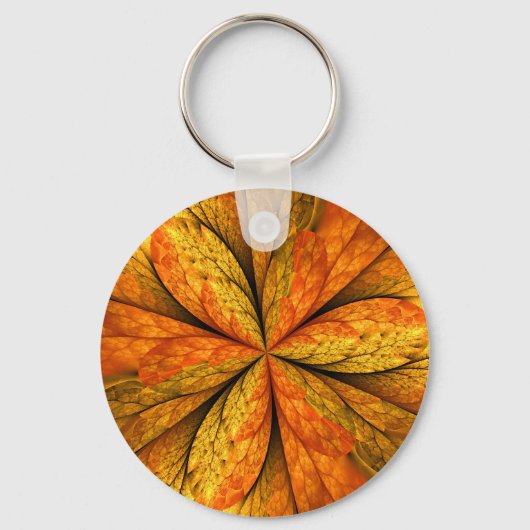 Herfst Plant, modern Abstract fractal kunstblad Sleutelhanger (Voorkant)