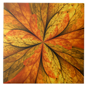 Herfst Plant, modern Abstract fractal kunstblad Tegeltje