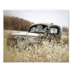 Herfst Pleasure - oude vrachtwagen in Herfst Foto Afdruk