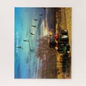 Herfst Plough Tractor Ohio.Kerstgroet Jigzaag Legpuzzel (Verticaal)