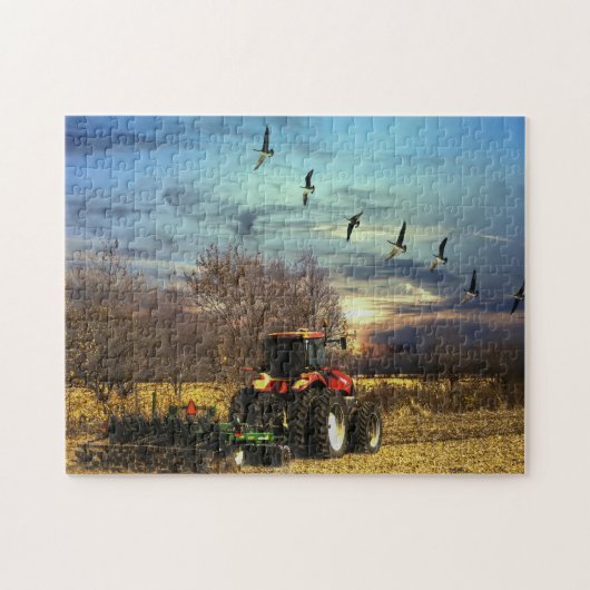 Herfst Plough Tractor Ohio. Legpuzzel (Horizontaal)