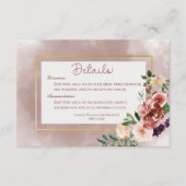 Herfst Plum Bloemen Boeket Bruiloft Details Informatiekaartje (Voorkant)