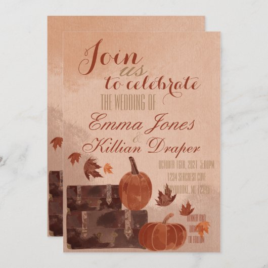 Herfst pomkin en bladeren kaart (Voorkant / Achterkant)