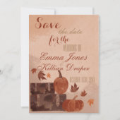 Herfst pomkin en bladeren save the date (Voorkant)