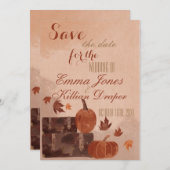 Herfst pomkin en bladeren save the date (Voorkant / Achterkant)