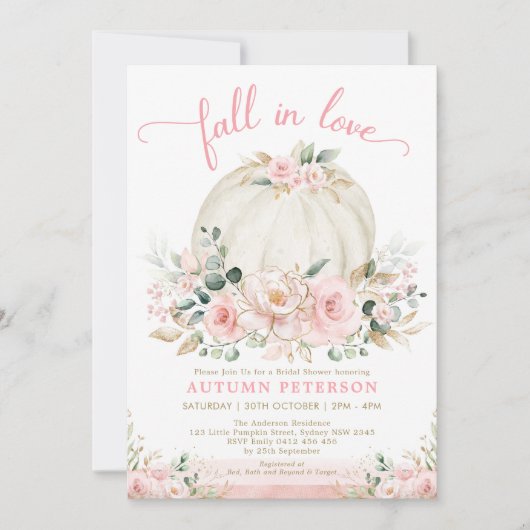 Herfst pomkin Vrijgezellenfeest Blush Pink Flowers Kaart (Voorkant)