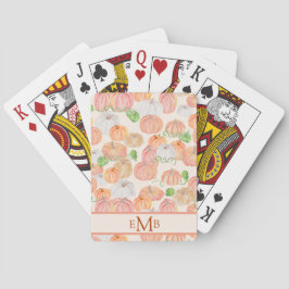 Herfst pompoen aangepaste monogram herfst pokerkaarten