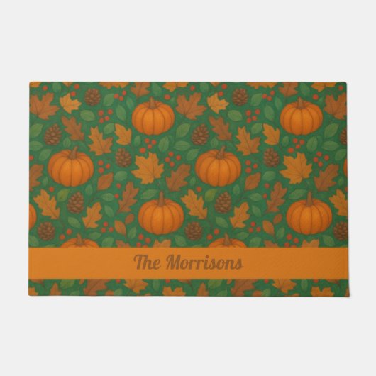 Herfst Pompoen Aangepaste Naam Deurmat (Voorkant)