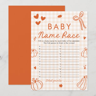 Herfst Pompoen Baby Naam Race Baby Shower Spel Kaart