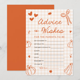 Herfst Pompoen Baby Shower Advies en Wensen Spel Kaart