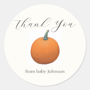 Herfst Pompoen Baby Shower Bedankt Ronde Sticker