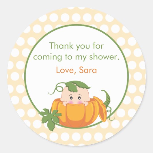 Herfst pompoen | Baby shower Favor Sticker (Voorkant)