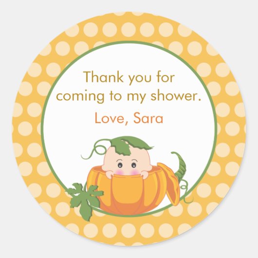 Herfst pompoen | Baby shower Favor Sticker (Voorkant)