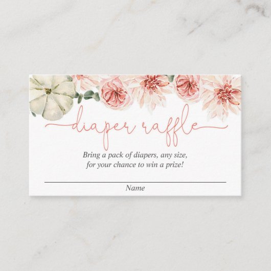 Herfst pompoen baby shower luier verloting kaarten (Voorkant)