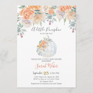 Herfst Pompoen Baby shower meisje Kaart