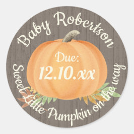 Herfst pompoen Baby shower rustiek Ronde Sticker