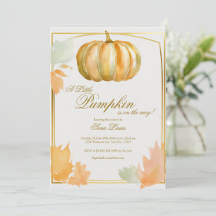 Herfst Pompoen Baby shower uitnodiging goud