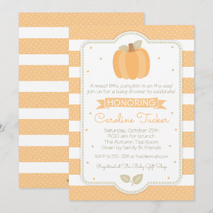 Herfst pompoen Baby shower uitnodiging Oranje stre
