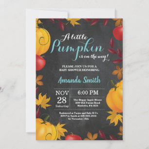 Herfst Pompoen Baby Shower uitnodiging Schoolbord