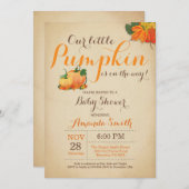 Herfst Pompoen Baby shower Uitnodiging Sinaasappel (Voorkant / Achterkant)