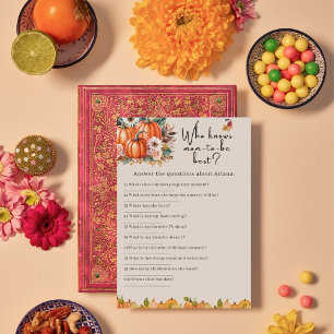 Herfst Pompoen Baby shower Wie kent mama Spel Kaar Kaart