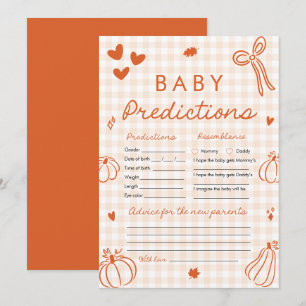 Herfst Pompoen Baby Voorspelling Baby Shower Spel Kaart