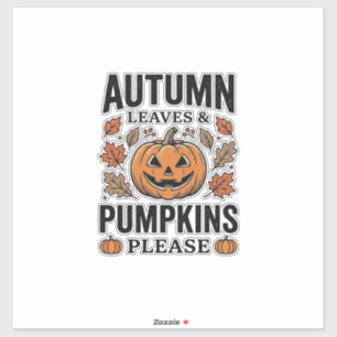 Herfst Pompoen Bladeren Pompoenen Alsjeblieft Vint Sticker