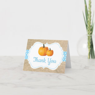Herfst Pompoen Blauw Jute Bedankt kaart