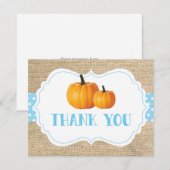 Herfst Pompoen Blauw Jute Zakelijk Dankkaart Bedankkaart (Voorkant / Achterkant)