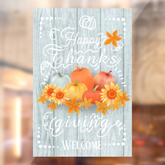 Herfst Pompoen Blauwe Den Raamsticker (Vel 2)