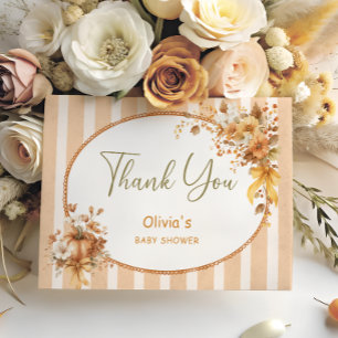Herfst Pompoen Bloem Baby Shower Bedankkaart