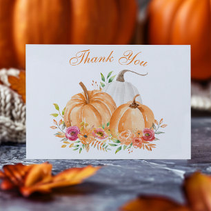 Herfst Pompoen Bloem Baby Shower Bedankkaart Kaart