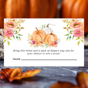 Herfst Pompoen Bloem Baby Shower Luier Raffle Informatiekaartje