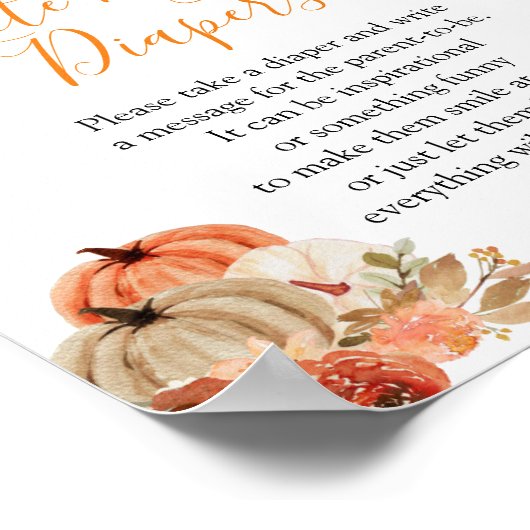 Herfst Pompoen Bloemen Baby shower Late Night Luie Poster (Hoek)