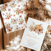 Herfst Pompoen Bloemen Baby shower Uitnodiging