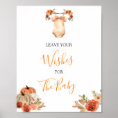 Herfst Pompoen Bloemen Babykleding Laat uw wensen  Poster (Voorkant)