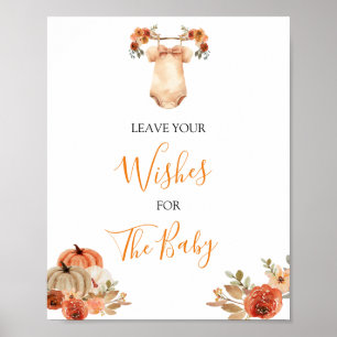 Herfst Pompoen Bloemen Babykleding Laat uw wensen Poster