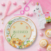 Herfst Pompoen Bloemen Gezegende Thanksgiving Papieren Bordje (Feest)