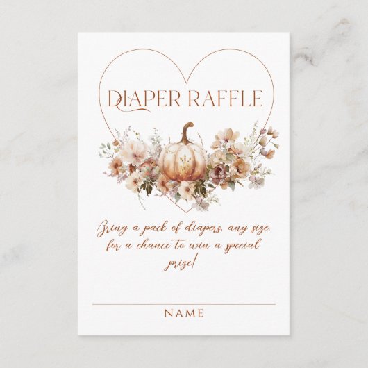 Herfst Pompoen Bloemen hart Baby shower Luier Informatiekaartje (Voorkant)
