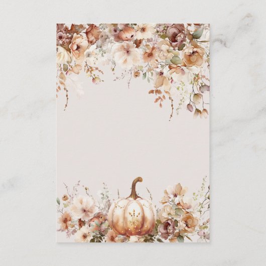 Herfst Pompoen Bloemen hart Baby shower Luier Informatiekaartje (Achterkant)